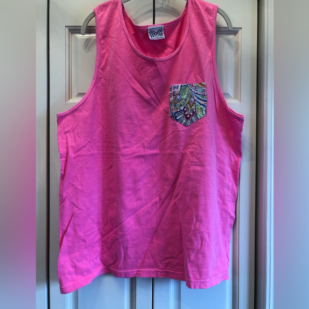 Fraternity Collection, oversized large, fucia tank with paisley pocket